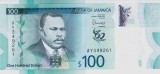 Bancnota Jamaica 100 Dolari 2022 - P97 UNC ( comemorativa, polimer - vezi descriere )